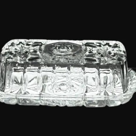 Vintage 1960's Anchor Hocking EAPC Star of David Starburst Butter Dish - Picture 3 of 5